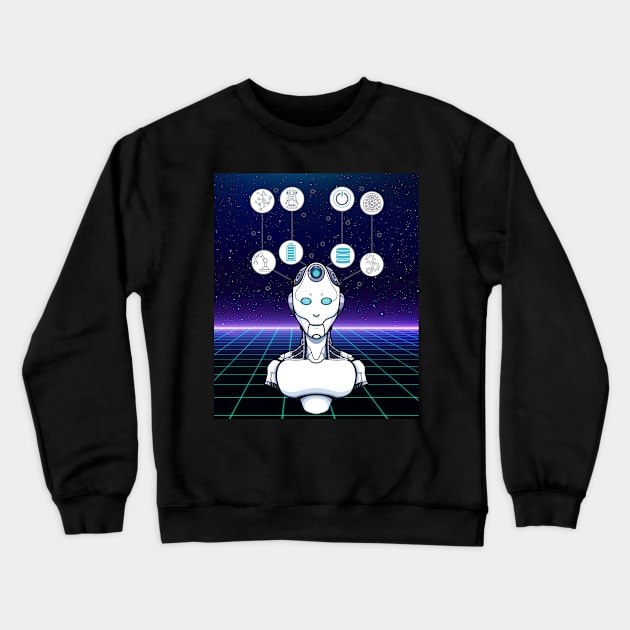 Artificial Intelligence Cyberpunk Robotic Humanoid Crewneck Sweatshirt by Souls.Print